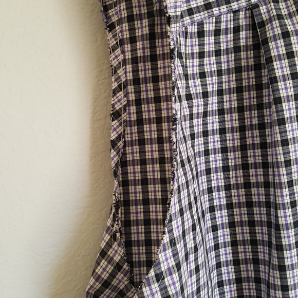 SYNERGY Men's Shirt 3XL Plaid Cut Off Sleeves - Picture 6 of 6